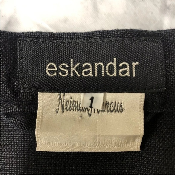 Eskandar Neiman Marcus Black Linen Open Front Jacket Size 1 - Picture 3 of 6